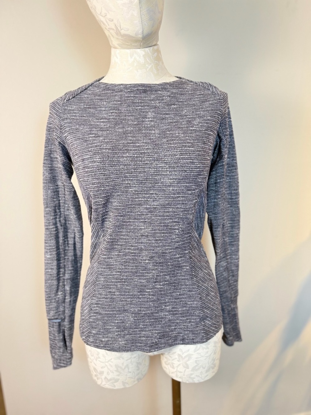 Lululemon Kanto Catch Me Long Sleeve Coco Pique Black White Sz 6